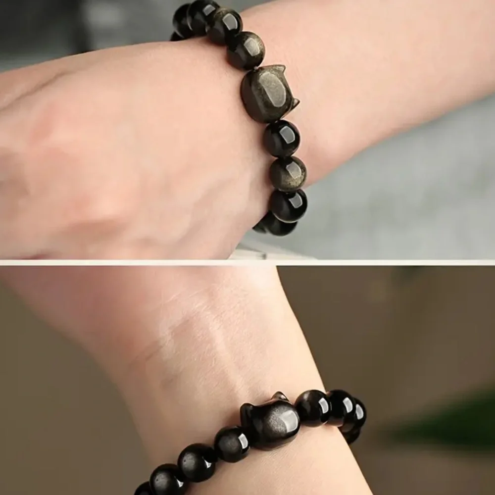 Golden Obsidian CAT 🐈‍⬛ bracelets - Picture 5 of 6